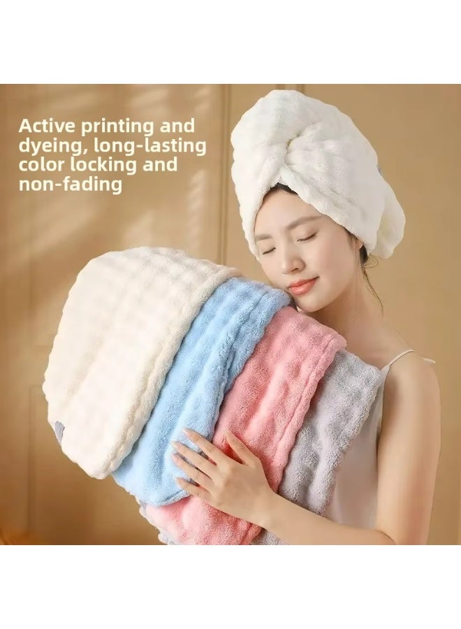 Thick Microfiber Quick Dry Hair Towel Cap, Super Water Absorbent Anti-Frizz Hair Turban Wrap with Elastic Strap, Soft Skin Friendly Hair Drying Hat Essential for Long Curly Hair Women Girls Bath Shower Accessory - Image 3